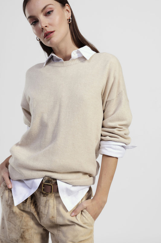 Maglione girocollo fit morbido manica lunga