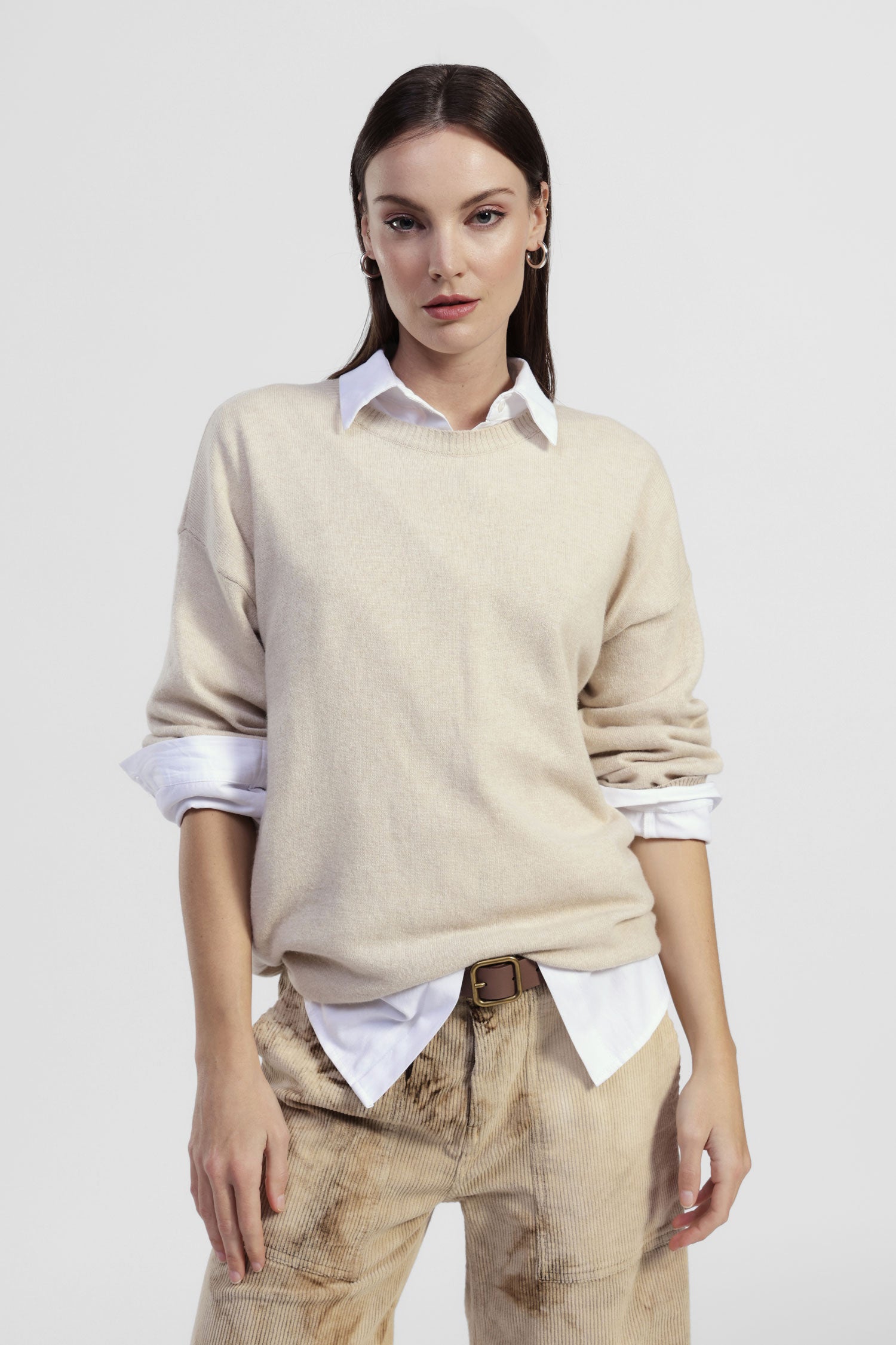 Maglione girocollo fit morbido manica lunga