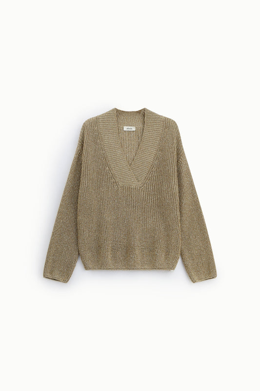 Maglione girocollo a coste con maniche lunghe
