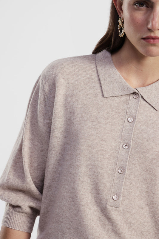 Maglione pullover collo polo manica 3/4