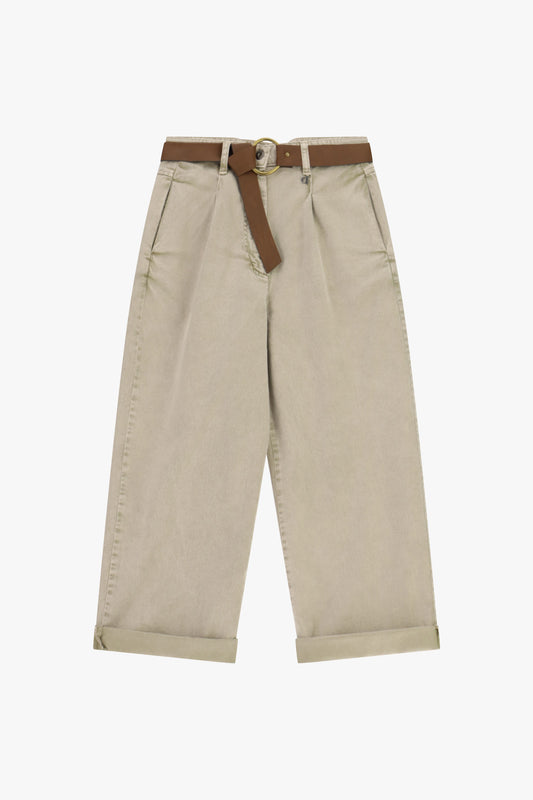 Trousers chino-fit con cintura e risvolto