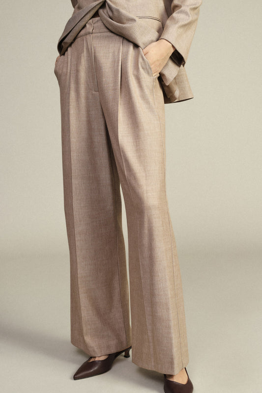 Pantaloni palazzo vita alta con pieghe