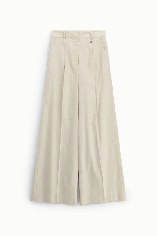 Pantaloni palazzo con pince e tasche laterali