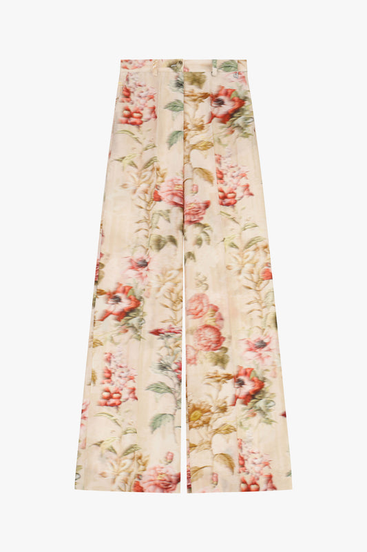 Pantaloni palazzo stampa floreale a vita alta