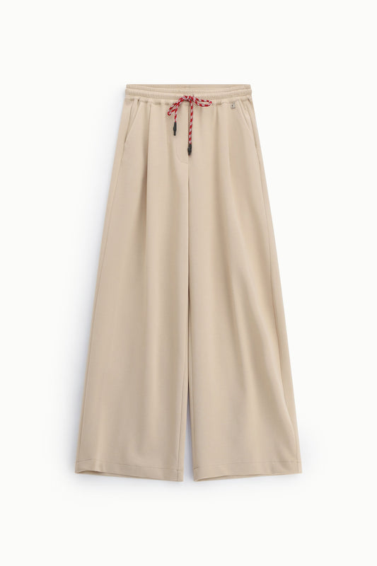 Pantaloni palazzo con vita elasticizzata e coulisse