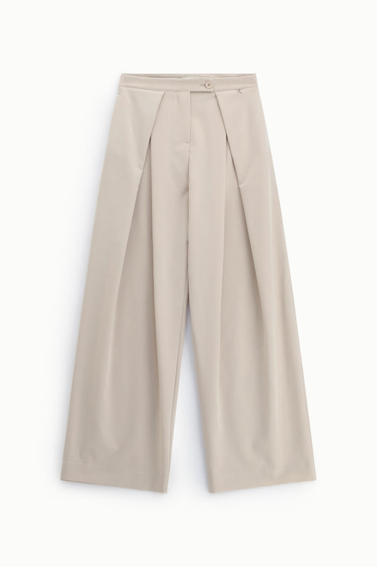 Pantaloni palazzo con pince e chiusura a bottone