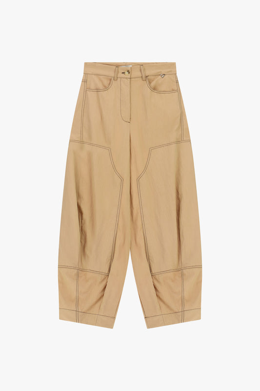Pantaloni palazzo a vita alta con cuciture a contrasto