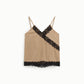 Top spalline sottili con inserti in pizzo