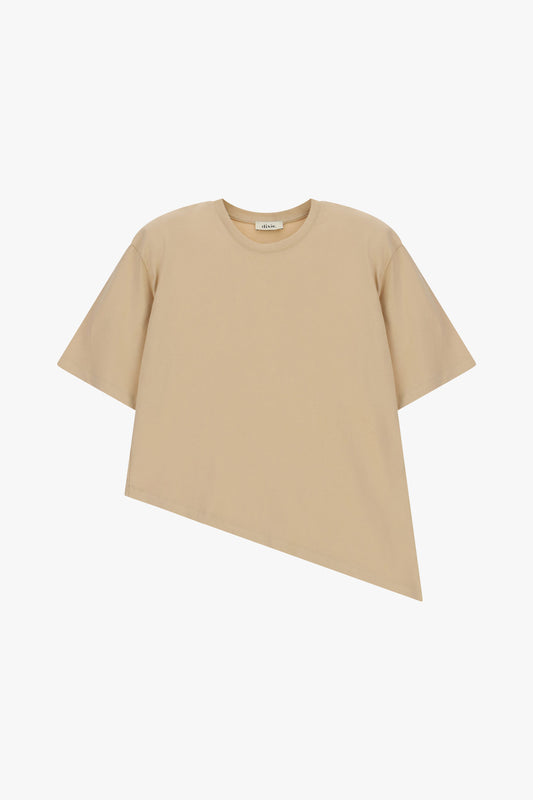 T-shirt a maniche corte con orlo asimmetrico