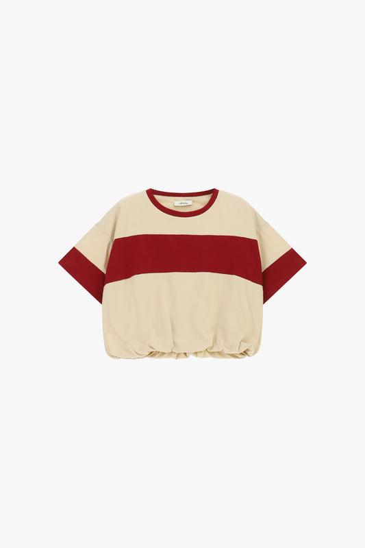 T-shirt a righe con elastico sul fondo