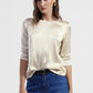 Top a manica lunga con scollo rotondo