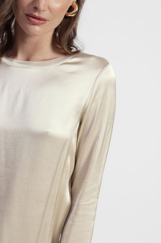 Top a manica lunga con scollo rotondo