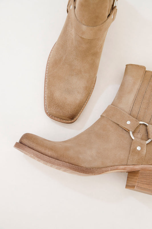 Stivaletti in vera pelle monocolour con fibbia squadrata