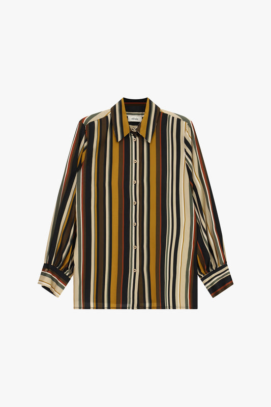 Camicia a righe con bottoni e maniche lunghe