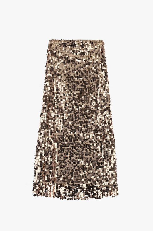 Gonna lunga con paillettes e vita alta