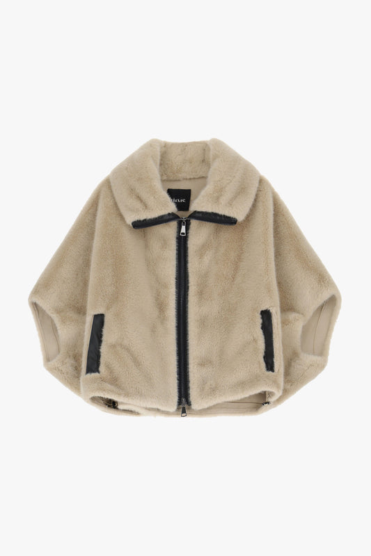 Eco-fur con zip e collo ampio
