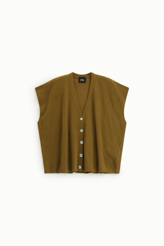 Maglione smanicato con bottoni e scollo a v
