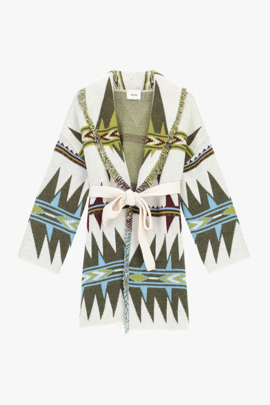 Cardigan stampato con cintura