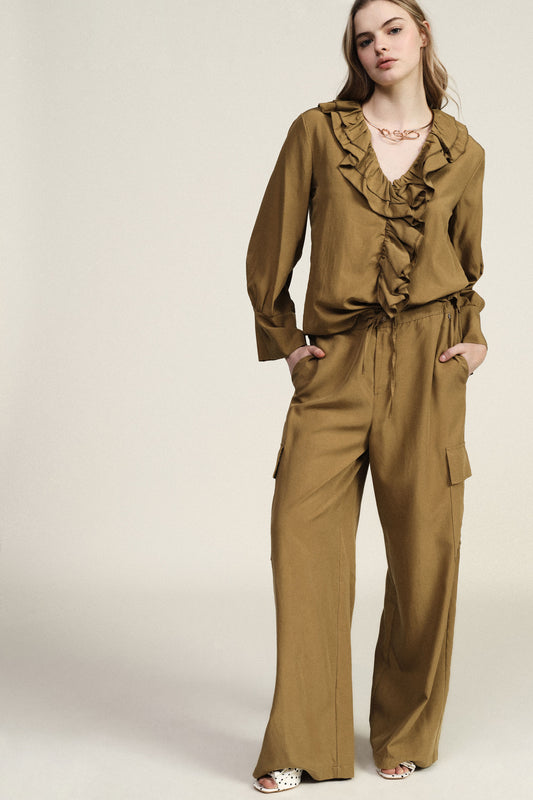 Pantaloni palazzo con tasche laterali e coulisse