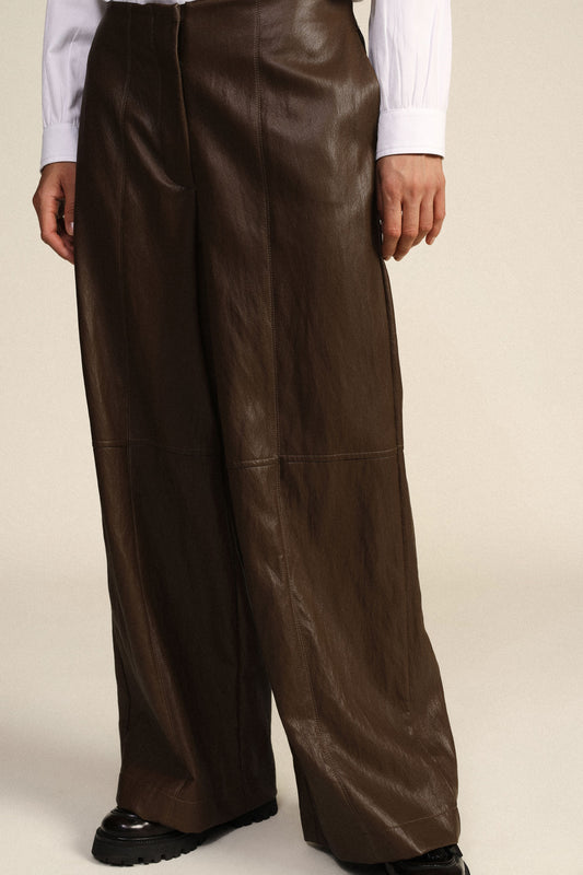 Pantaloni palazzo a vita alta con gamba ampia