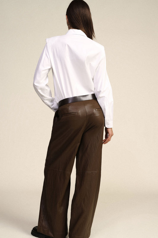 Pantaloni palazzo a vita alta con gamba ampia