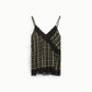 Top a quadri con spalline sottili e pizzo