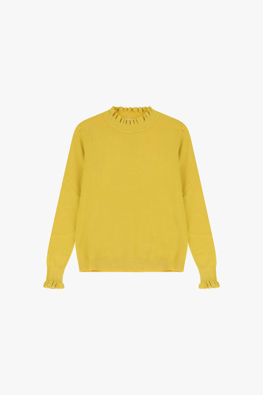 Maglia con collo arricciato e polsini