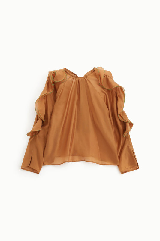 Camicia a maniche lunghe con volant applicati