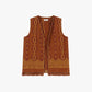 Gilet fantasia geometrica con frange