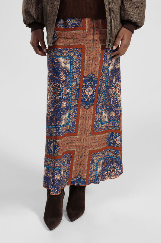 Gonna lunga stampa paisley geometrica