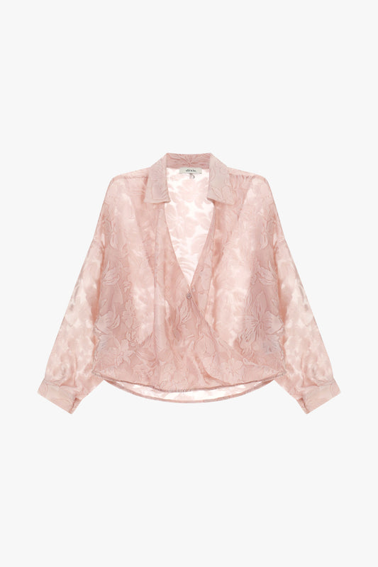 Camicia jacquard incrociata con maniche ampie