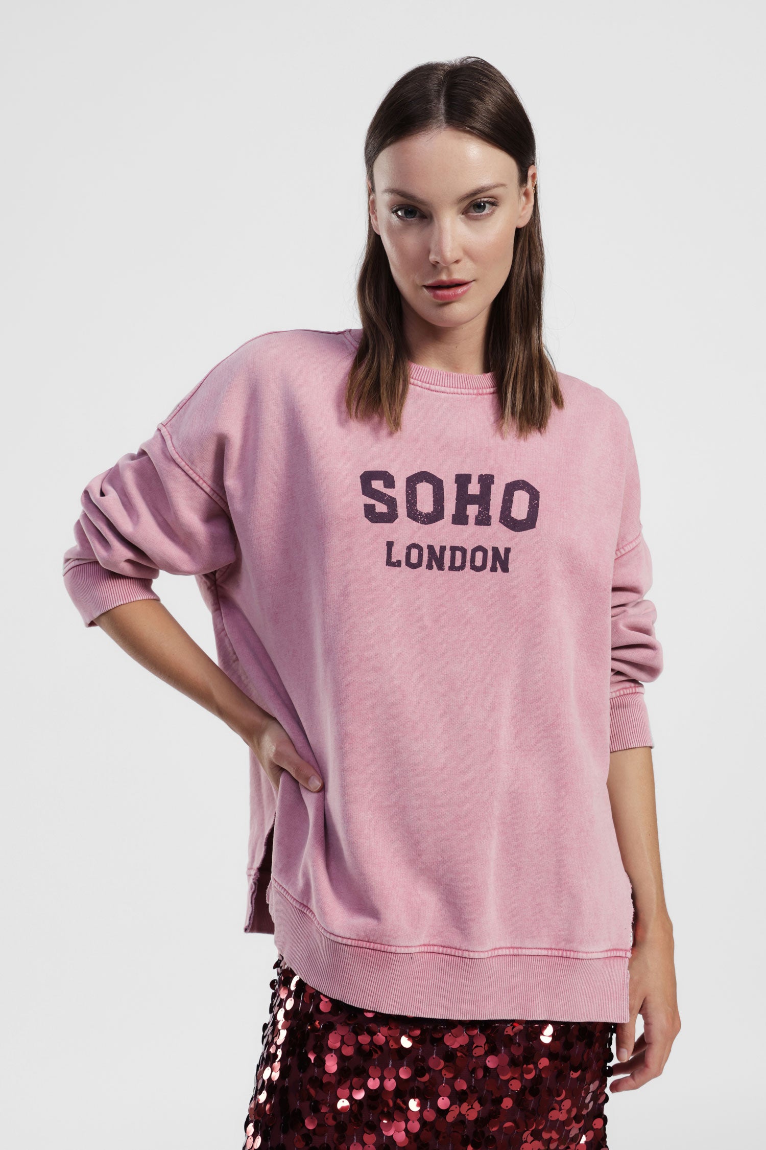 Felpa girocollo stampa soho ampia