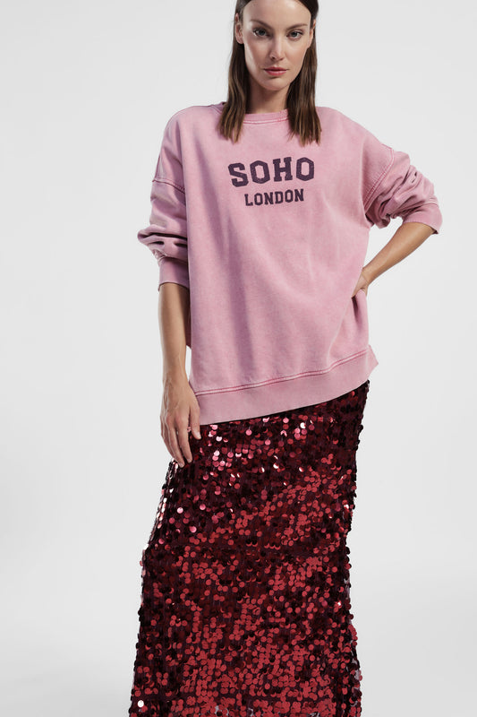 Felpa girocollo stampa soho ampia