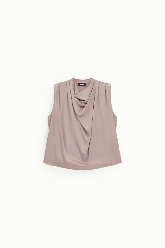 Top senza maniche con scollo drappeggiato
