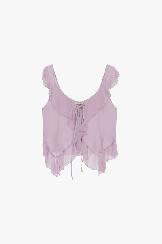 Top con balze e scollo ampio annodato