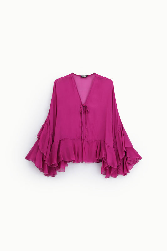 Camicia con volants ampi