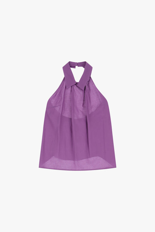 Camicia con colletto halter design