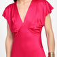 Abito in satin scollo a V fiore applicato