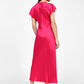 Abito in satin scollo a V fiore applicato