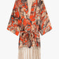 Kimono floreale con frange e cintura
