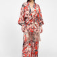 Kimono floreale con frange e cintura
