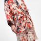 Kimono floreale con frange e cintura