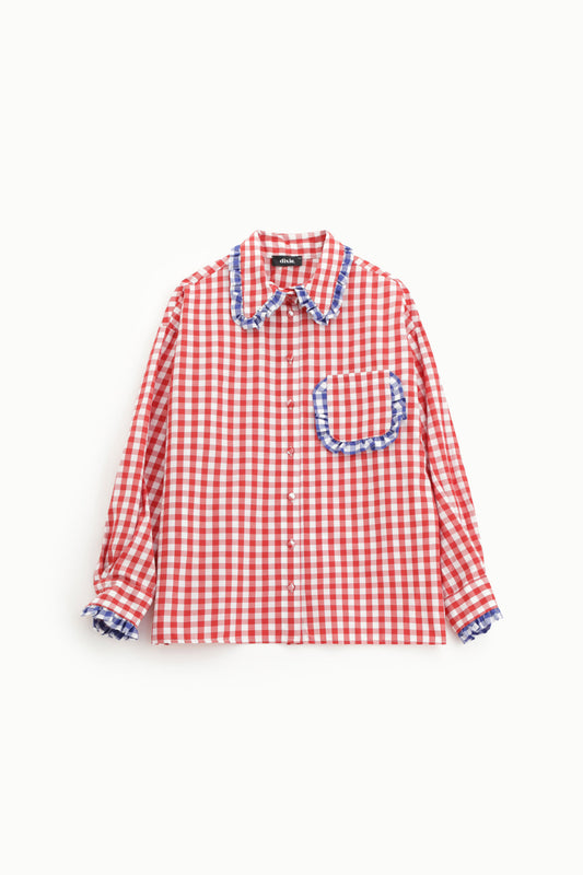 Camicia quadri con dettagli volant
