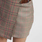 Gonna corta con fantasia check e cintura fibbia