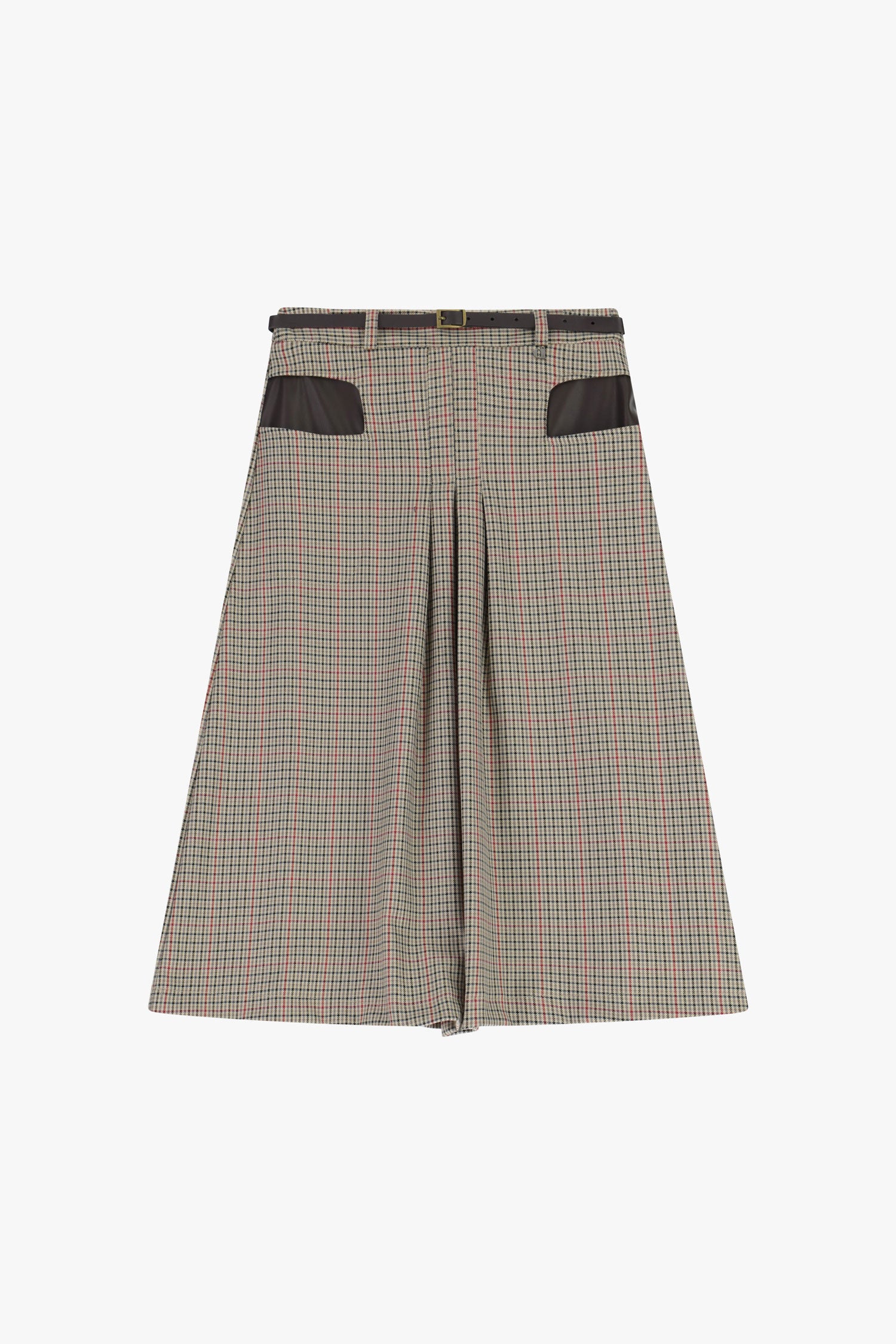 Gonna midi a quadri con dettagli a contrasto