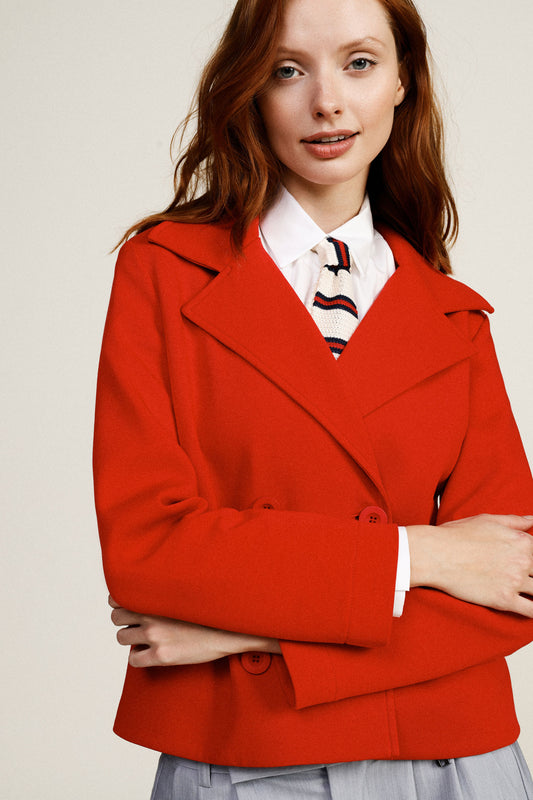 Blazer doppiopetto corto con tasche frontali