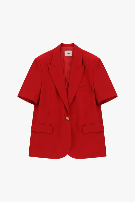 Blazer monopetto maniche corte con tasche a patta