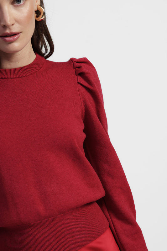 Maglione con maniche a sbuffo e polsini arricciati