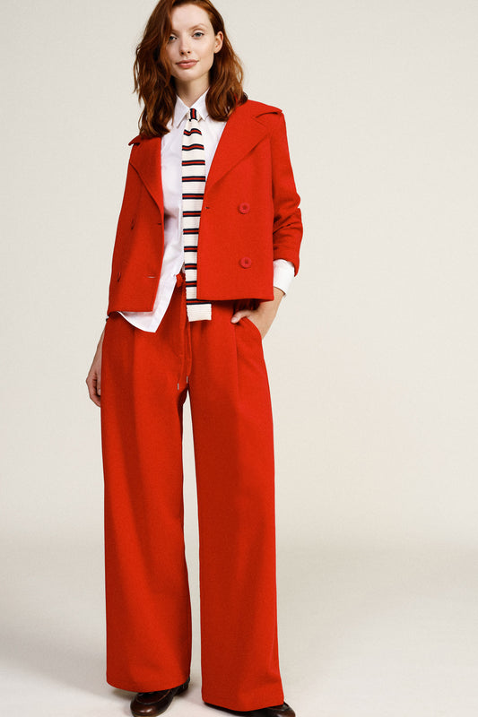 Pantaloni palazzo vita alta con coulisse