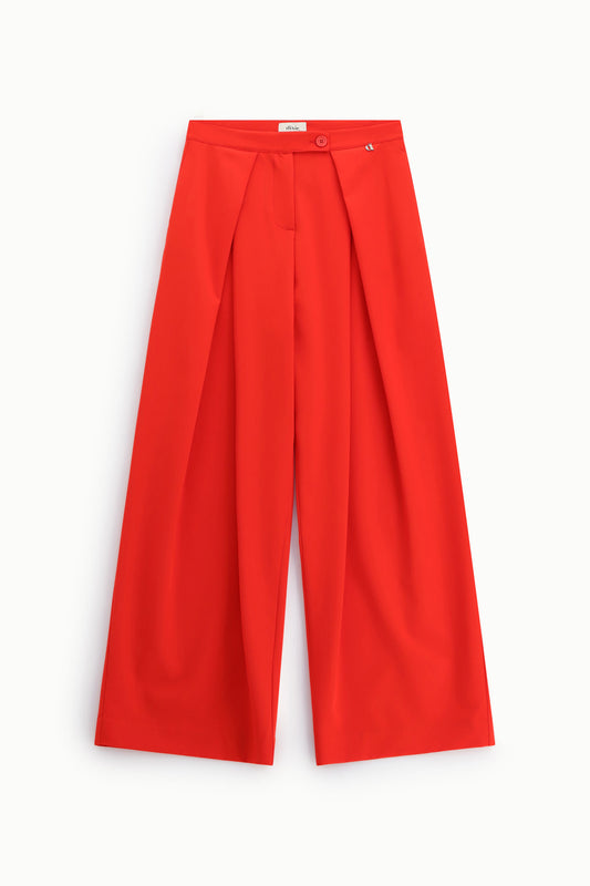 Pantaloni palazzo vita alta con pince